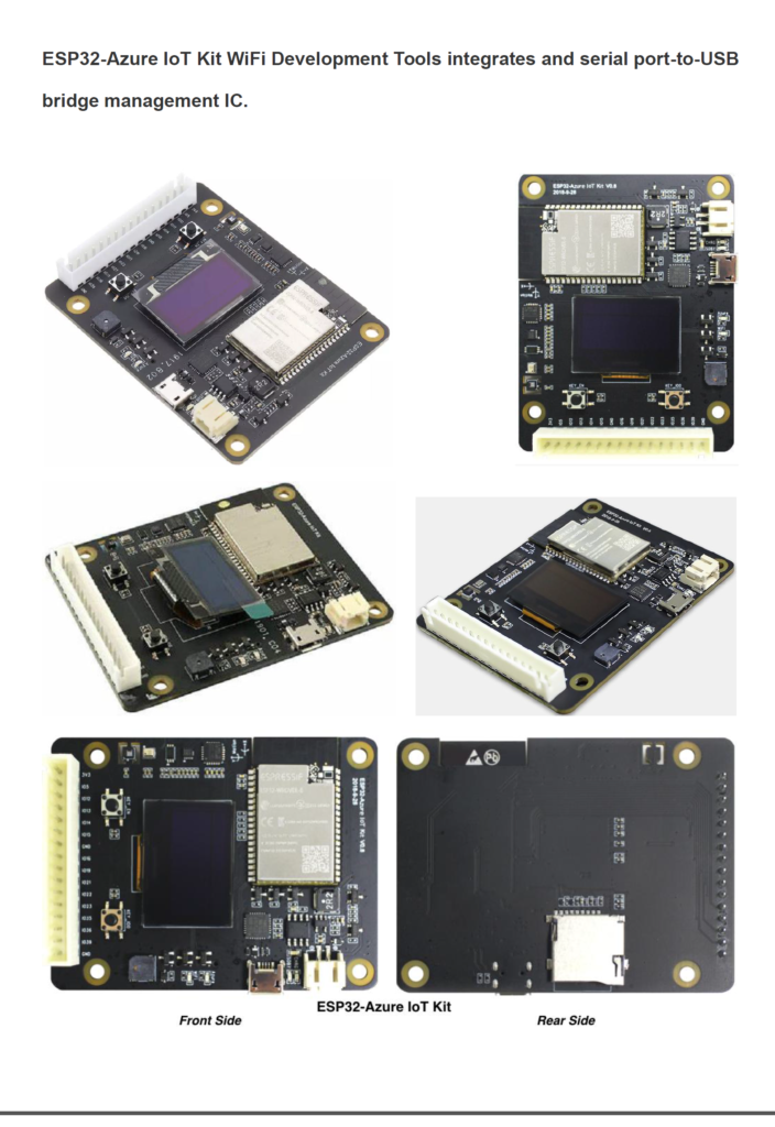 ESP32-Azure IoT Kit WiFi Development Tools integrates and serial port-to-USB bridge management IC.